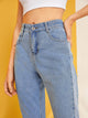 Contrast Panel Button Fly Crop Jeans