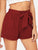Self Belted Elastic Waist Cuffed Shorts