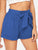 Self Belted Elastic Waist Cuffed Shorts
