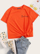 Letter Print Short Sleeve Top
