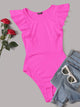 Ruffle Armhole Solid Bodysuit