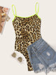 Neon Strappy Leopard Print Fitted Bodysuit