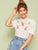 Guipure Lace Neck Embroidery Front Schiffy Top