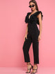 V-cut Backless Ruffle Trim Jumpsuit