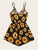 Surplice Neck Sunflower Print Cami Romper