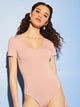 Short Sleeve V Neck Bodysuit