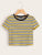 Ribbed Striped Crop Tee