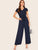 Tie Front Blouson Waist Palazzo Jumpsuit