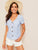 Striped Print Button Front Pocket Patch Top
