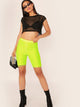 Neon Lime Fishnet Mesh Overlay Cycling Shorts