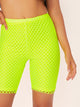 Neon Lime Fishnet Mesh Overlay Cycling Shorts