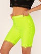 Neon Lime Fishnet Mesh Overlay Cycling Shorts