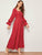 Heart Print Flounce Sleeve Square Neck Maxi Dress