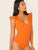 Neon Orange Lace Up Tie Back Ruffle Armhole Bodysuit