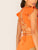 Neon Orange Lace Up Tie Back Ruffle Armhole Bodysuit