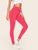 Neon Pink Wide Waistband Contrast Topstitching Leggings
