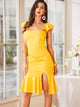 SBetro Split Ruffle Hem Backless Dress