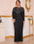 Plus Mesh Yoke Fringe Glitter Mermaid Maxi Dress