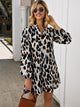 Notched Collar Leopard Print Dress
