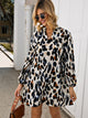Notched Collar Leopard Print Dress