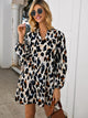 Notched Collar Leopard Print Dress