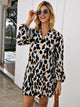Notched Collar Leopard Print Dress