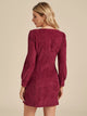 Solid Button Through Square Neck Corduroy Dress