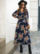 Floral Print Surplice Front Split Thigh Dress