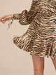 Zebra Print Ruffle Hem Keyhole Back Dress