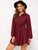 Gingham Drawstring Waist Ruffle Hem Shirt Dress
