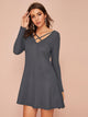 Double Crisscross Neck Tee Dress