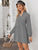 Houndstooth Print Notched Collar Dress