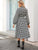 Houndstooth Print Tie Neck Dress Without Belt