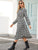 Houndstooth Print Tie Neck Dress Without Belt