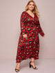 Plus Leopard Print Wrap A-line Dress