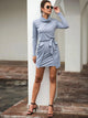 High Neck Pocket Side Belted Dress
