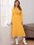 Solid Ruffle Trim V-Neck Chiffon Dress