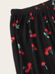 Letter Graphic Tee With Allover Cherry Print Pants