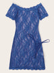 Floral Lace Short Sleeve Dress With Thong