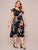 Plus Floral Print Criss-cross A-line Dress
