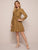 Tie Neck Button Front Ruffle Hem Dress