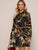 Chain Print Shirred Mock Neck Dress