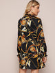Chain Print Shirred Mock Neck Dress