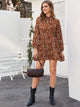 Tie Neck Graphic Pattern Dress