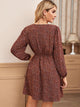 Chiffon Ditsy Floral Surplice Neck A-line Dress