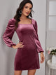 Solid Tie Backless Velvet Dress
