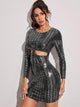 Twist Front Sequin Bodycon Dress