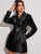 Knot Side Lapel Collar Sequin Dress