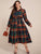 Plus Plaid Belted Frill Shirt Dress