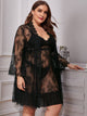 Plus Ruffle Trim Floral Lace Dress